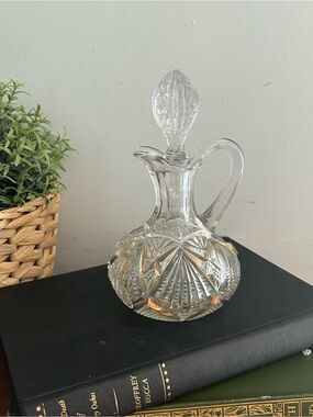 Vintage pressed Glass Vinegar  Oil Cruet With Stopper bubble bath
